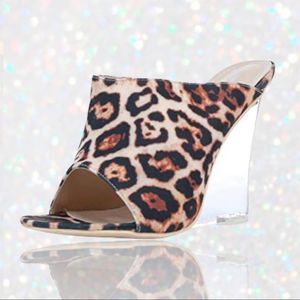 Lemonade Cotton Candy Leopard Clear Wedges